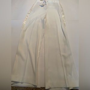 Zara White High Waist Long Flowy Tuxedo Style Pants Size XS